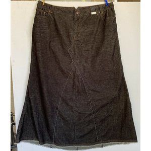 Lane Bryant Venezia Corduroy Jean Skirt Sz 18 Black Long Modest Maxi Stretch NEW